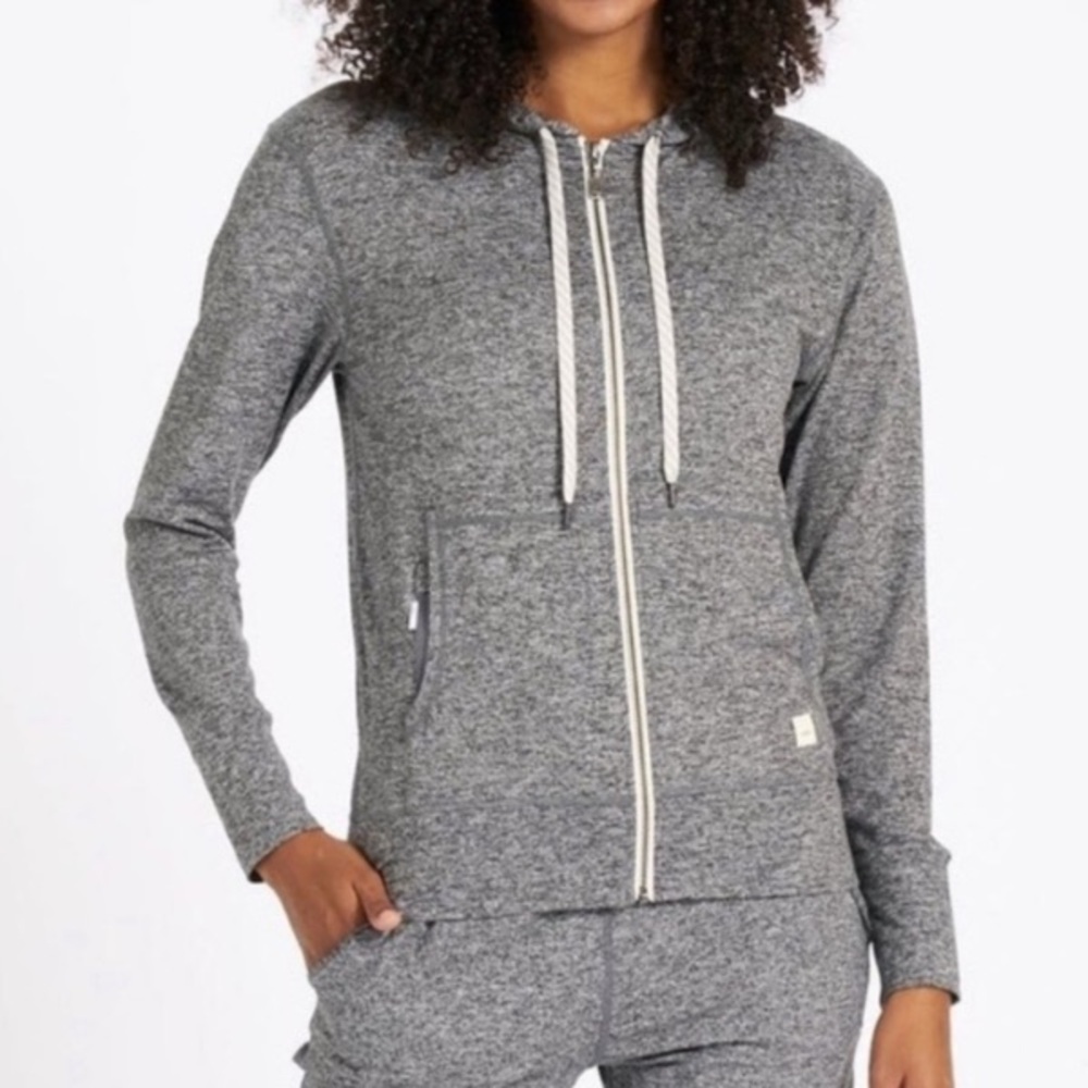 Vuori Halo Performance zip Hoodie Jacket Heathered Gray Small